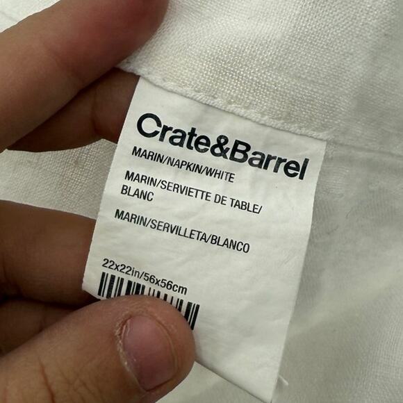 Crate & barrel Marin Crisp White EUROPEAN FLAX -Certified Linen Napkin, Set of 3 - Picture 5 of 7